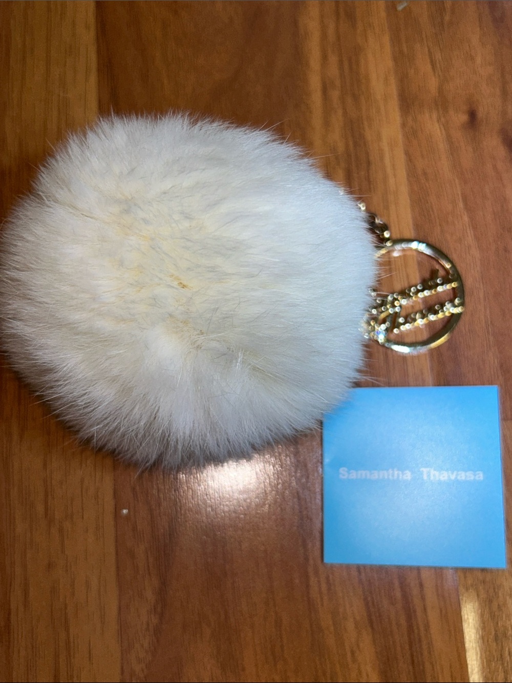NWOT Samantha Thavasa Faux Fur Puff Keychain with Charm